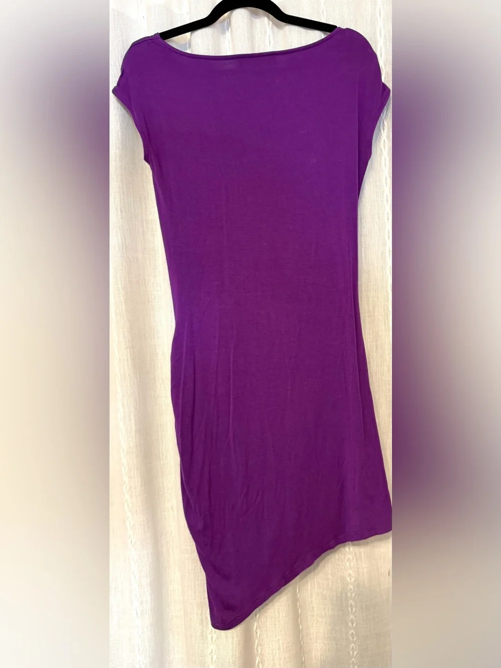 Michael Kors purple dress w/draped cowl neckline and chic side ruching. Sz.M